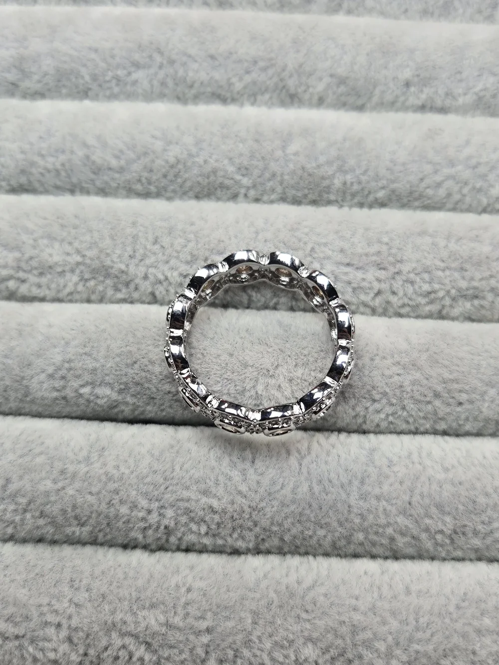 Size 9 Champagne Colored Morganite Rhodium Plated Bomb Party Ring
